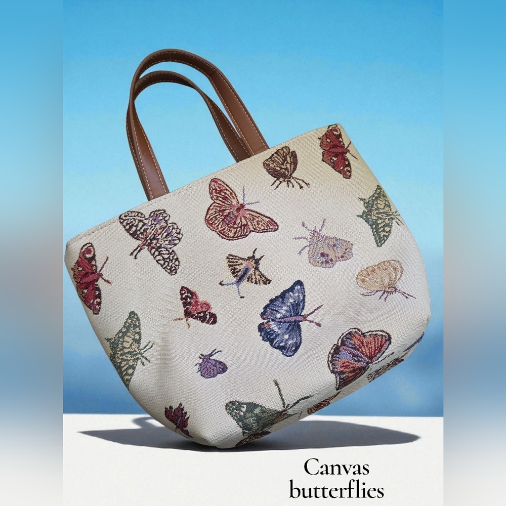 Signare canvas butterfly tote bag nwot purse
